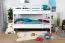 Stockbett für Kinder 120 x 190 cm | Massivholz: Buche | Weiß Lackiert | umbaubar in 2 Einzelbetten | inkl. Rollroste Abbildung