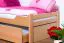 Kinderbett 90 x 200 cm mit Ausziehbett/Bettkasten 90 x 190 cm als Gästebett | Massivholz: Buche | Natur Lackiert | inkl. 2. Liegeplatz 90 x 190 cm ausziehbar und 2 Rollrost Abbildung