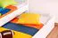 Etagenbett + Bettkasten für Kinder 90 x 200 cm | Massivholz: Buche | Weiß Lackiert | inkl. Bettkasten | umbaubar in 2 Einzelbetten | inkl. Rollroste Abbildung