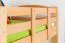 Etagenbett + Ausziehbett für Kinder 90 x 200 cm | Massivholz: Buche | Natur Lackiert | inkl. Bettkasten | umbaubar in 2 Einzelbetten | inkl. Rollroste Abbildung