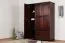 Kleiderschrank | 3 Drehtüren | 2 Schubladen | 5 Fächer | mit Kleiderstange | 135 cm breit | Massivholz | Farbe: Walnussfarben Abbildung