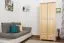 Kleiderschrank | 2 Drehtüren | 2 Schubladen | 1 Fach | mit Kleiderstange | 90 cm breit | Massivholz | Farbe: Natur Abbildung