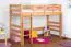 Hochbett für Kinder 90 x 200 cm | Massivholz: Buche | Natur Lackiert | umbaubar in Einzelbett | Premium-Qualität | inkl. Rollrost Abbildung