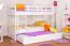 Etagenbett + Ausziehbett für Kinder 90 x 200 cm | Massivholz: Buche | Weiß Lackiert | inkl. Bettkasten | umbaubar in 2 Einzelbetten | inkl. Rollroste Abbildung