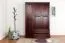 Kleiderschrank | 3 Drehtüren | 2 Schubladen | 5 Fächer | mit Kleiderstange | 135 cm breit | Massivholz | Farbe: Walnussfarben Abbildung