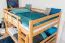 Stockbett für Jugendliche 140 x 190 cm | Massivholz: Buche | Natur Lackiert | umbaubar in 2 Einzelbetten | inkl. Rollroste Abbildung