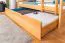 Etagenbett + Bettkasten für Jugendliche 90 x 200 cm | Massivholz: Buche | Natur Lackiert | umbaubar in 2 Einzelbetten | inkl. Bettkasten | inkl. Rollroste Abbildung