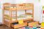 90 x 200 cm Etagenbett mit Stauraum / 2 Schubladen für Jugendliche Massivholz: Buche | Natur Lackiert | umbaubar in 2 Einzelbetten | Premium-Qualität | inkl. Rollroste Abbildung