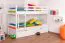 Etagenbett + Bettkasten für Kinder 90 x 200 cm | Massivholz: Buche | Weiß Lackiert | inkl. Bettkasten | umbaubar in 2 Einzelbetten | inkl. Rollroste Abbildung