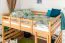Doppelbett-Hochbett 160 x 200 cm | Massivholz: Buche | Natur Lackiert | umbaubar in Einzelbett | Premium-Qualität | inkl. Rollrost Abbildung