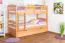 Etagenbett + Ausziehbett für Kinder 90 x 200 cm | Massivholz: Buche | Natur Lackiert | inkl. Bettkasten | umbaubar in 2 Einzelbetten | inkl. Rollroste Abbildung