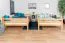 Stockbett für Jugendliche 140 x 190 cm | Massivholz: Buche | Natur Lackiert | umbaubar in 2 Einzelbetten | inkl. Rollroste Abbildung