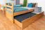 Etagenbett + Bettkasten für Jugendliche 90 x 200 cm | Massivholz: Buche | Natur Lackiert | umbaubar in 2 Einzelbetten | inkl. Bettkasten | inkl. Rollroste Abbildung