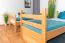 Etagenbett + Bettkasten für Jugendliche 90 x 200 cm | Massivholz: Buche | Natur Lackiert | umbaubar in 2 Einzelbetten | inkl. Bettkasten | inkl. Rollroste Abbildung