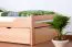 Kinderbett 90 x 200 cm mit Bettkasten (Ausziehbett) 90 x 190 cm als Gästebett | Massivholz: Buche | Natur Lackiert | inkl. 2. Liegeplatz ausziehbar und 2 Rollrost Abbildung