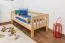 Kinderbett 90 x 200 cm | Massivholz: Kiefer | Natur Lackiert Abbildung