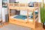 Etagenbett + Bettkasten für Jugendliche 90 x 200 cm | Massivholz: Buche | Natur Lackiert | umbaubar in 2 Einzelbetten | inkl. Bettkasten | inkl. Rollroste Abbildung