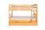 Etagenbett + Bettkasten für Jugendliche 90 x 200 cm | Massivholz: Buche | Natur Lackiert | umbaubar in 2 Einzelbetten | inkl. Bettkasten | inkl. Rollroste Abbildung