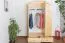 Kleiderschrank | 3 Drehtüren | 5 Fächer | 2 Schubladen | mit Kleiderstange | 133 cm breit | Massivholz | Farbe: Natur Abbildung