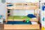 Etagenbett + Ausziehbett für Kinder 90 x 200 cm | Massivholz: Buche | Natur Lackiert | inkl. Stauraum/Ausziehbett | umbaubar in 2 Einzelbetten | inkl. Rollroste Abbildung