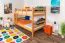 Stockbett für Jugendliche 120 x 200 cm | Massivholz: Buche | Natur Lackiert | umbaubar in 2 Einzelbetten | inkl. Rollroste Abbildung