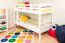Stockbett für Jugendliche 90 x 200 cm | Massivholz: Buche | Weiß Lackiert | umbaubar in 2 Einzelbetten | inkl. Rollroste Abbildung