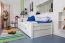Bettrahmen für Kinder / Kinderbett 90 x 200 cm | Massivholz: Buche | Weiß Lackiert | inkl. 2 Schubladen und Lattenrost | besonders hohe Qualität Abbildung