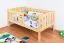 Kinderbett 90 x 160 cm | Massivholz: Kiefer | Natur Lackiert Abbildung