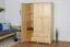 Kleiderschrank | 3 Drehtüren | 2 Schubladen | 5 Fächer | mit Kleiderstange | 135 cm breit | Massivholz | Farbe: Natur Abbildung