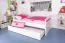 Kinderbett 90 x 200 cm mit Bettkasten 90 x 190 cm als Gästebett oder Stauraum | Massivholz: Buche | Weiß Lackiert | inkl. 2. Liegeplatz 90 x 190 cm ausziehbar und 2 Rollrost Abbildung