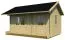 Holz-Gartenhaus 3,8 x 5,4 Meter (inkl. Dach) | 2 Fenster | 40 mm Blockbohlen |natur unbehandelt | Satteldach | inkl. Fußboden | aus nordischer Fichte Abbildung