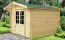 Holz-Gartenhaus 2,98 x 2,48 Meter (inkl. Dach) | Naturbelassen | Satteldach | 34 mm Blockbohlen-Haus Abbildung