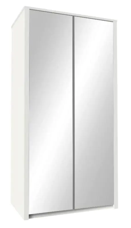 113 cm breiter Kleiderschrank mit 2 Türen | Farbe: Weiß Abbildung