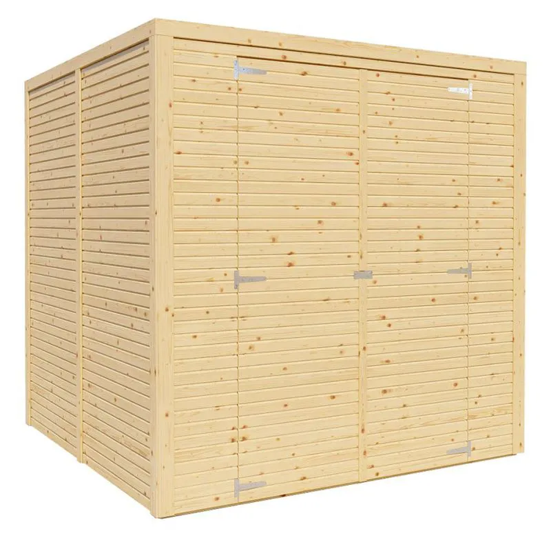 Gartenhaus 2,11 x 2,07 Meter (inkl. Dach) | aus vorgefertigten Elementen| Natur unbehandelt | mit Flachdach Abbildung