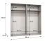 Drehtürenschrank | 4-Türig | Farbe: Schwarz | 2 Fächer | Soft-Close-Funktion | 2 Kleiderstangen | Griffe: Gold | Maße: 200 x 52 x 202 cm | Kleiderschrank | ABS-Kanten