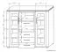 Vitrine Kainanto 08, Farbe: Eiche / Grau - Abmessungen: 140 x 156 x 49 cm (H x B x T)
