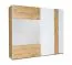 Schiebetürenschrank / Kleiderschrank Gavdos 01, Farbe: Eiche / Weiß Hochglanz - Abmessungen: 218 x 200 x 67 cm (H x B x T)