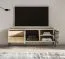 TV-Board | Farbe: Eiche Lindberg | 2 Schubladen | 3 Fächer | Push-to-open Funktion | inkl. LED-Beleuchtung | 1 Glastür mit Aluminiumrahmen | 160 x 40 x 59 cm | TV-Schrank