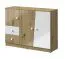 Kommode Sirte 07, Farbe: Eiche / Weiß Hochglanz - Abmessungen: 90 x 120 x 40 cm (H x B x T)