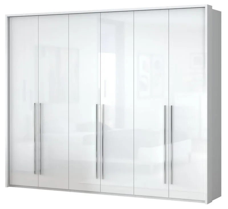 Großer 277 cm breiter Kleiderschrank mit 6 Türen | Farbe: Weiß Abbildung
