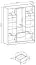 Eleganter Kleiderschrank Leeds 21, Farbe: Grau - Abmessungen: 200 x 155 x 51 cm (H x B x T)