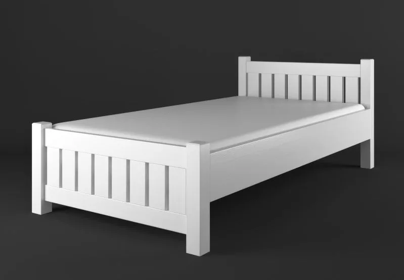 Kinderbett  / Jugendbett Kiefer Vollholz massiv weiß Lagopus 30 - Abmessungen: 100 x 200 cm (B x L)