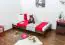 Einzelbett / Gästebett Kiefer Vollholz massiv Nussfarben A10, inkl. Lattenrost - Abmessung 90 x 200 cm