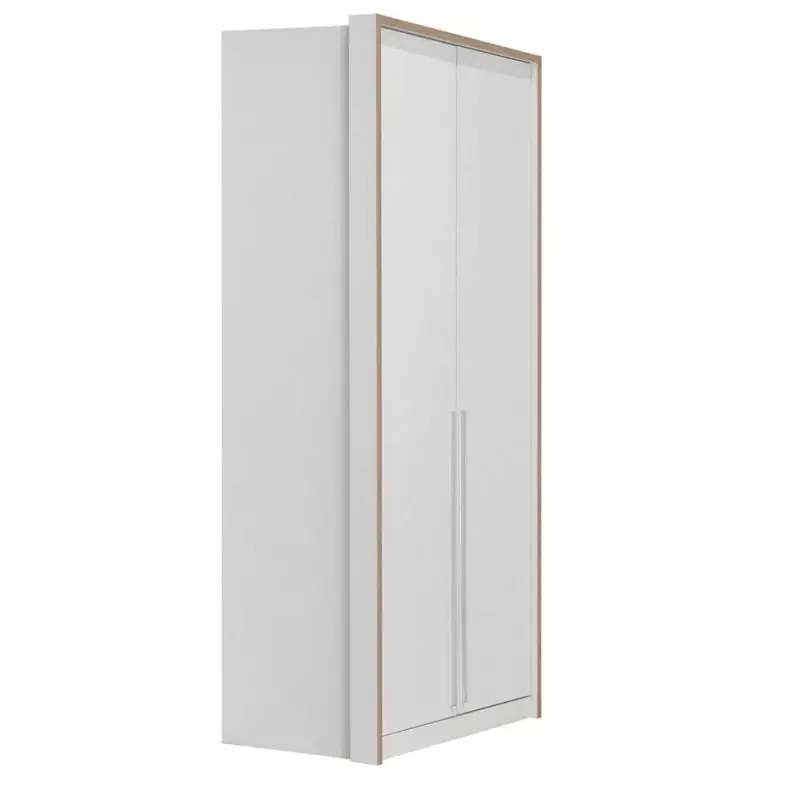 100 cm breiter Kleiderschrank mit 2 Türen und 2 Schubladen | Farbe: Eiche / Weiß | Tiefe: 56 cm Abbildung