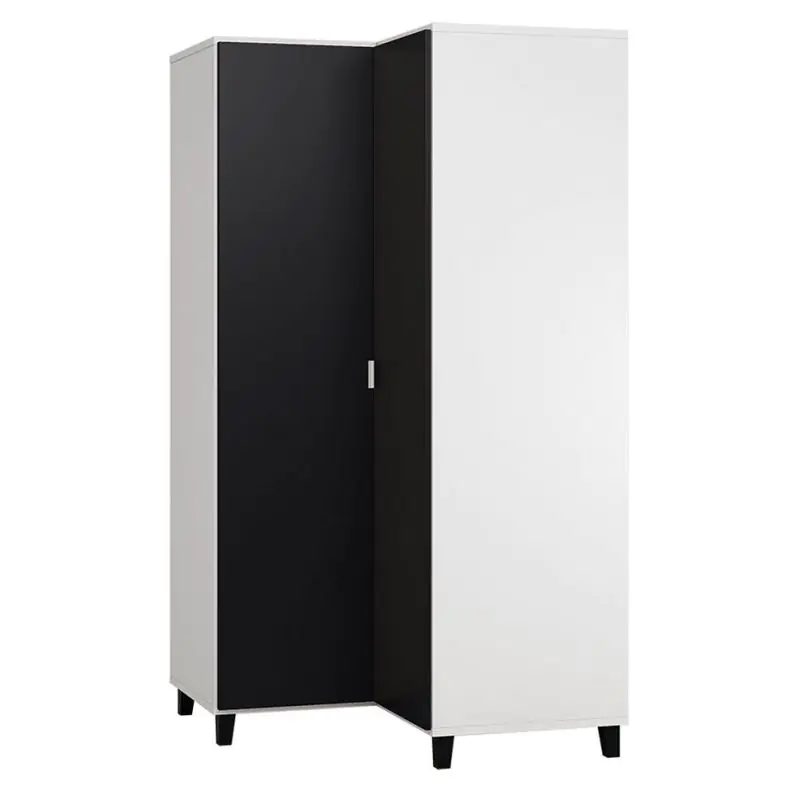 102 cm breiter Kleiderschrank mit 2 Türen | Farbe: Weiß / Schwarz Abbildung
