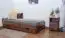 Einzelbett / Gästebett Kiefer Vollholz massiv Nussfarben A9, inkl. Lattenrost - Abmessung 90 x 200 cm 