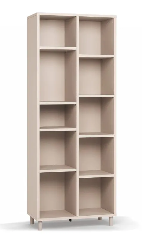 Bücherregal | Farbe: Beige | sehr stabiles Regal auch bei Belastung | Maße: 75,5 x 38 x 194 cm | 10 Fächer | Beine: Metall | für Wohnzimmer oder Büro