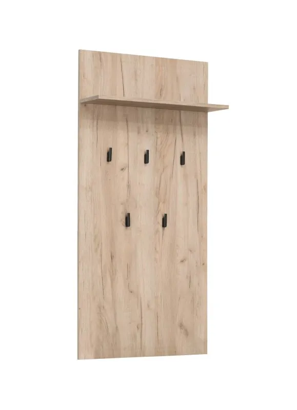 Garderobe mit fünf Haken Vracar 08, Farbe: Eiche Grau, eine Ablagefläche, ABS-Kanten, Maße: 137 x 67 x 19,5 cm, für Vorraum