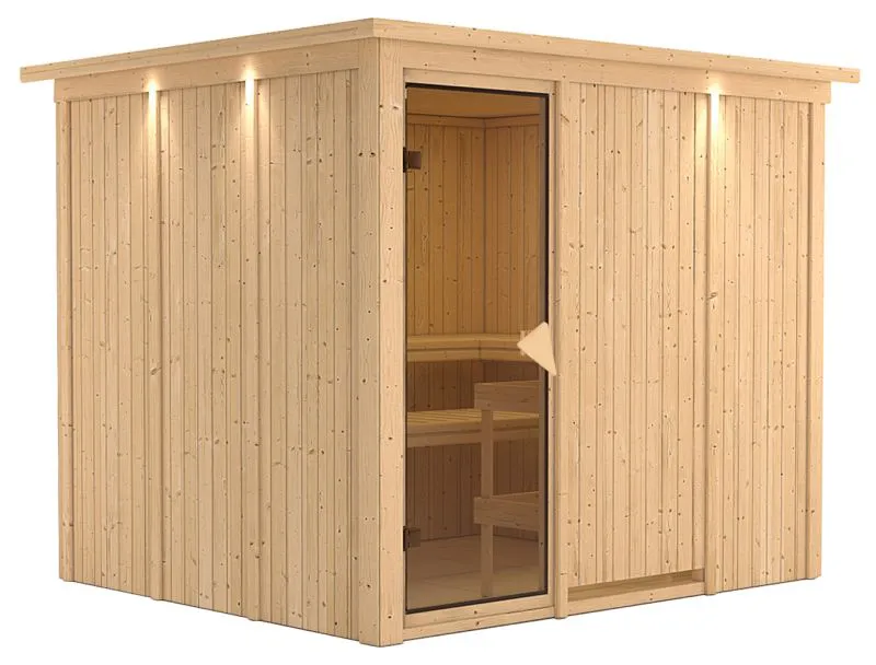 Sauna Sara 04, 68 mm Wandstärke - 245 x 210 x 202 cm (B x T x H)