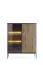 Vitrine mit eleganten Design Chelmsford 06, Farbe: Schwarz / Eiche - Abmessungen: 126 x 104 x 39 cm (H x B x T), mit Push-to-open Funktion